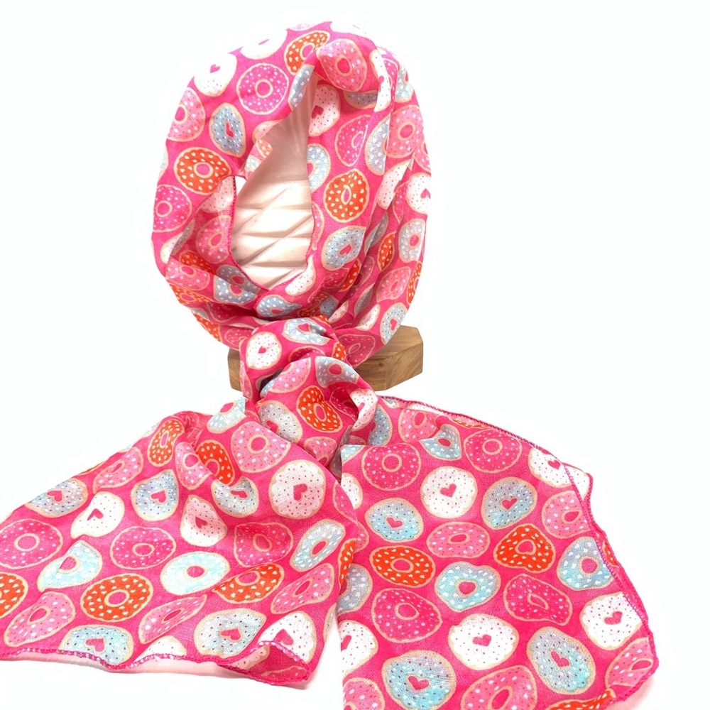 NWOT Donut Scarf Pink Long Lightweight Spring Easter